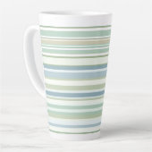Blue Green and white stripes Latte Mok (Linkerhoek)