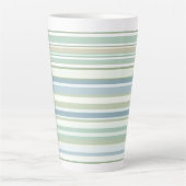Blue Green and white stripes Latte Mok (Voorkant)