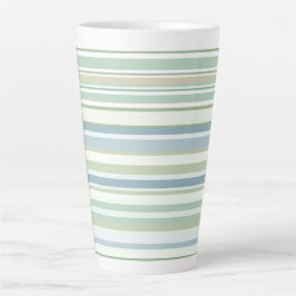 Blue Green and white stripes Latte Mok