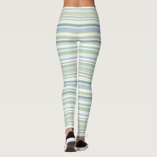 Blue Green and white stripes Leggings (Achterkant)