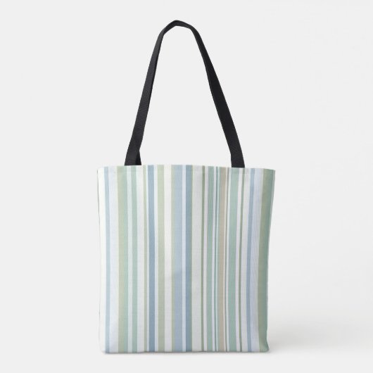 Blue Green and white stripes Tote Bag (Achterkant)