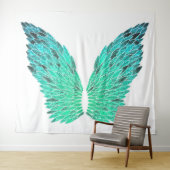 Blue-Green Angel Wings Tapestry Wandkleed (In Situ (horizontaal))