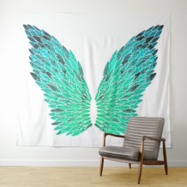 Blue-Green Angel Wings Tapestry Wandkleed