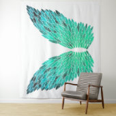 Blue-Green Angel Wings Tapestry Wandkleed (In situ)