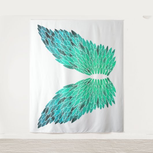 Blue-Green Angel Wings Tapestry Wandkleed (Voorkant)