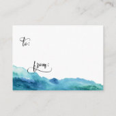 Blue Green Aqua Waterverf Display Shower Card Informatiekaartje (Achterkant)