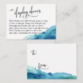 Blue Green Aqua Waterverf Display Shower Card Informatiekaartje (Voorkant / Achterkant)