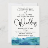 Blue Green Aqua Waterverf Modern Wedding 3b Kaart (Voorkant)