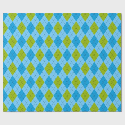 Blue & Green Argyle Golf Cadeaupapier (Vlak)