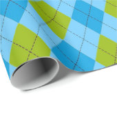 Blue & Green Argyle Golf Cadeaupapier (Rol Hoek)