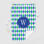 Blue & Green Argyle Golf Monogram Golfhanddoek (Insitu)