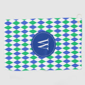 Blue & Green Argyle Golf Monogram Golfhanddoek (Horizontaal)