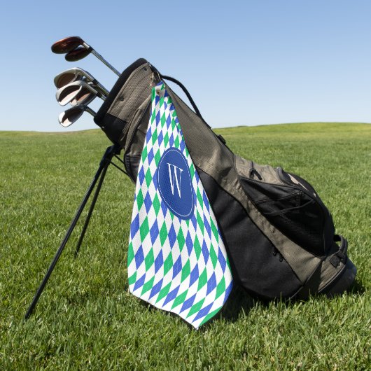 Blue & Green Argyle Golf Monogram Golfhanddoek (Groen)