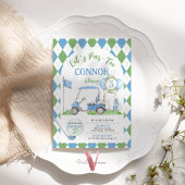 Blue Green Argyle Golf Verjaardag Par-T-shirt Uitn Kaart