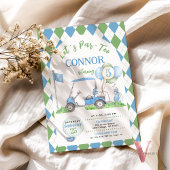 Blue Green Argyle Golf Verjaardag Par-T-shirt Uitn Kaart