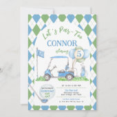 Blue Green Argyle Golf Verjaardag Par-T-shirt Uitn Kaart (Voorkant)