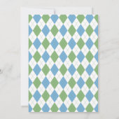 Blue Green Argyle Golf Verjaardag Par-T-shirt Uitn Kaart (Achterkant)