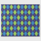 Blue Green Argyle Pattern Cadeaupapier (Vlak)
