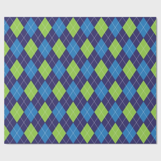Blue Green Argyle Pattern Cadeaupapier (Vlak)