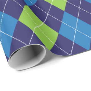 Blue Green Argyle Pattern Cadeaupapier