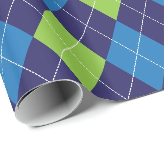 Blue Green Argyle Pattern Cadeaupapier (Rol Hoek)