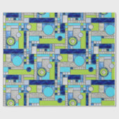 Blue Green Art Deco-Glas in lood Cadeaupapier (Vlak)