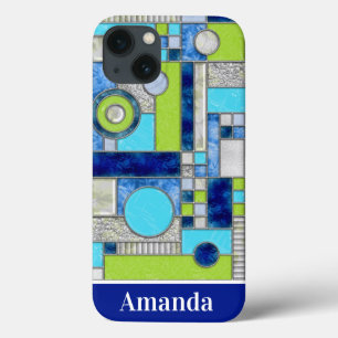 Blue Green Art Deco-Glas in lood Case-Mate iPhone Case