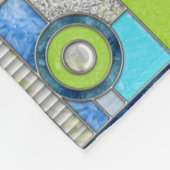 Blue Green Art Deco-Glas in lood Fleece Deken (Hoek)