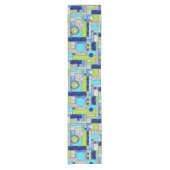 Blue Green Art Deco-Glas in lood Korte Tafelloper (Voorkant)