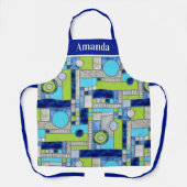 Blue Green Art Deco-Glas in lood Schort (Voorkant)