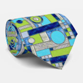 Blue Green Art Deco-Glas in lood Stropdas (Opgerold)