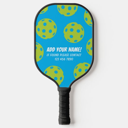 Blue Green Ball Pattern Pickleball Paddle (Voorkant)