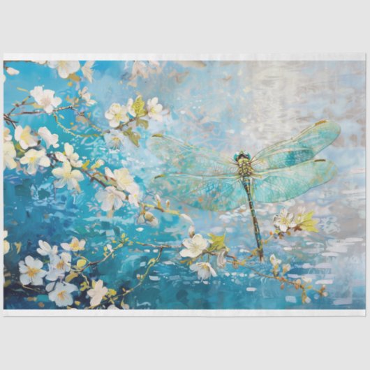 Blue Green Beach Dragonfly  Decoupage Tissuepapier (Voorkant)