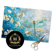 Blue Green Beach Dragonfly  Decoupage Tissuepapier
