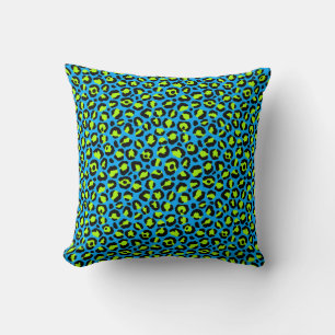 Blue Green Black Leopard Print Sierkussen