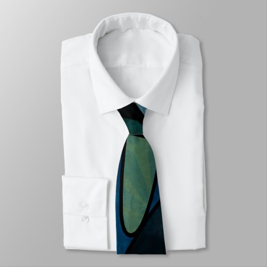 Blue Green Blauwgroen Digital Glas in lood Abstrac Stropdas (Gebonden)