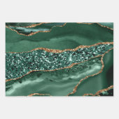 Blue Green Blauwgroen Gold Glitter Agate Trendy Inpakpapier Vel (Voorkant 2)