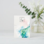 Blue Green Blush Watercolor Agate Necklace Logo Visitekaartje (Staand voorkant)