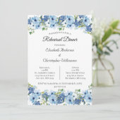 Blue Green Boho Waterverf Floral Rehearsal Dinner Kaart (Staand voorkant)