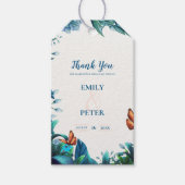 Blue Green Botanical Butterfly Wedding Favor Cadeaulabel (Voorkant)