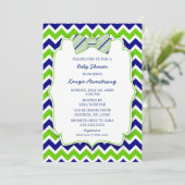 Blue Green Bow stropdas BOY baby shower nodigt uit Kaart (Staand voorkant)