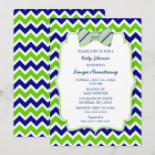 Blue Green Bow stropdas BOY baby shower nodigt uit Kaart (Voorkant / Achterkant)