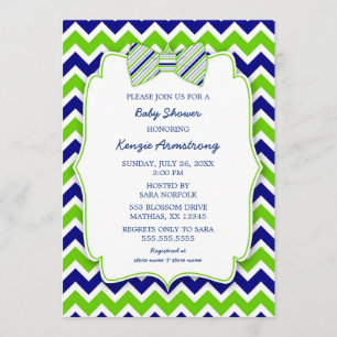Blue Green Bow stropdas BOY baby shower nodigt uit Kaart