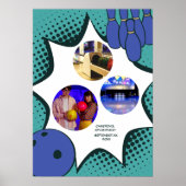 Blue-Green Bowling 10th Birthday Photo Collage Poster (Voorkant)