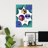 Blue-Green Bowling 10th Birthday Photo Collage Poster (Thuiskantoor)