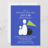 Blue & Green Bowling Party Verjaardag Uitnodiging (Voorkant)