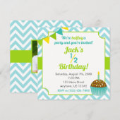 Blue Green Boy Half Birthday Fotouitnodiging Kaart (Voorkant / Achterkant)