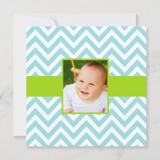 Blue Green Boy Half Birthday Fotouitnodiging Kaart (Achterkant)