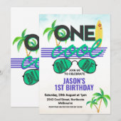 Blue Green Boys Cool guy, uitnodiging voor eerste  (Voorkant / Achterkant)