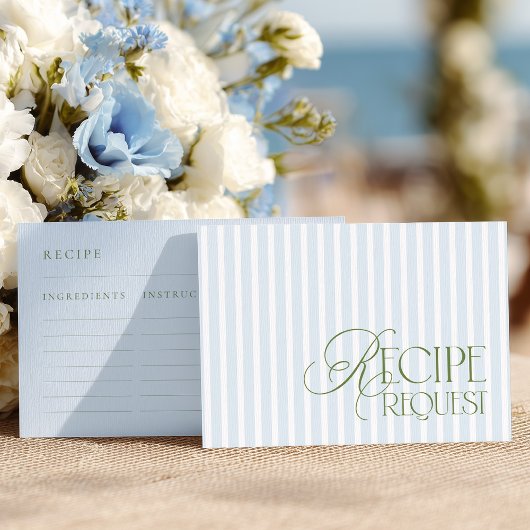 Blue & Green Bridal Shower Recipe Request Informatiekaartje